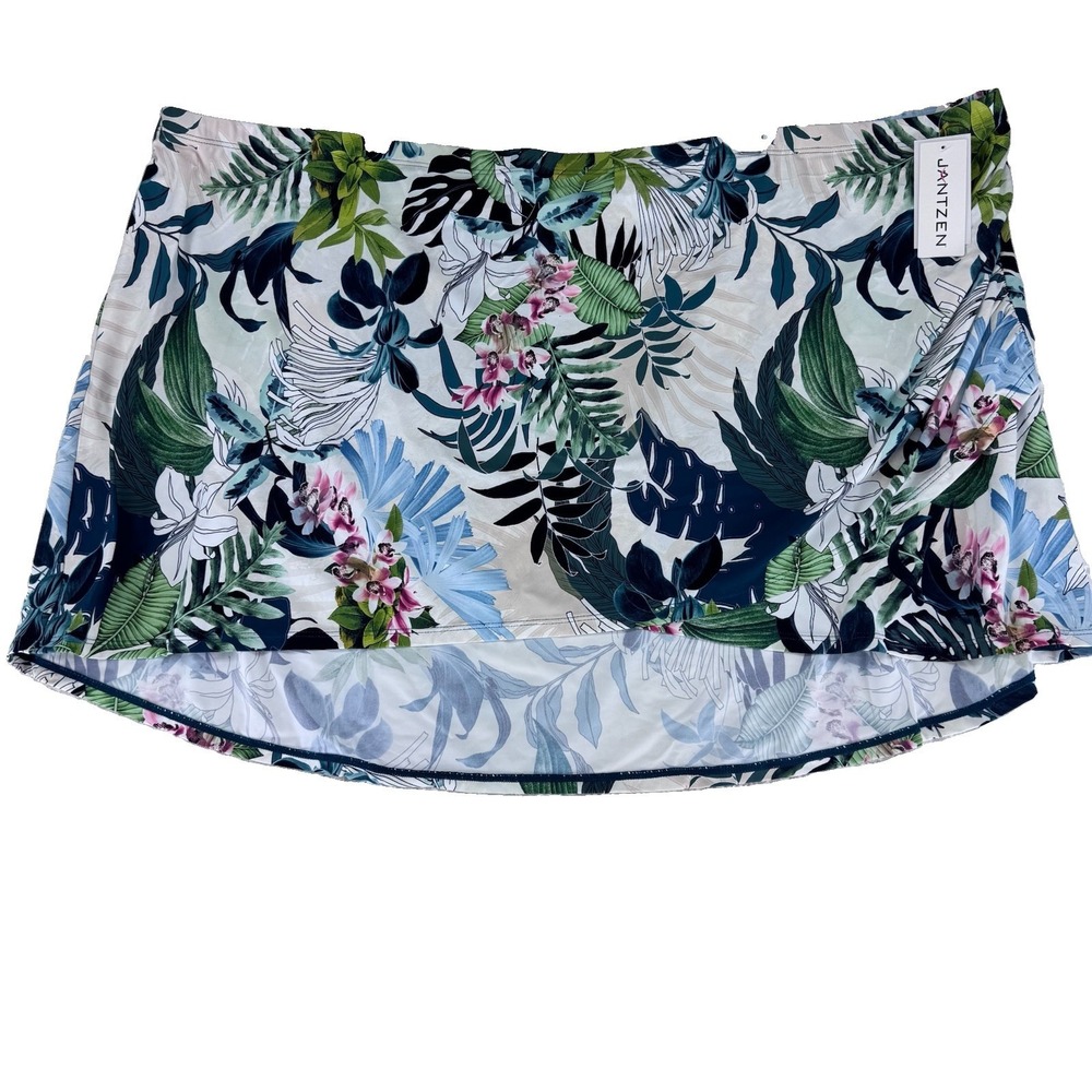 Jantzen Wrap Front Printed Swim Over Skirt Size 28W Tropical Palm Print